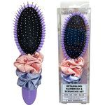 Bath Elements 3 piece Detangling Hairbrush & Scrunchie Set w/ Light Purple Design