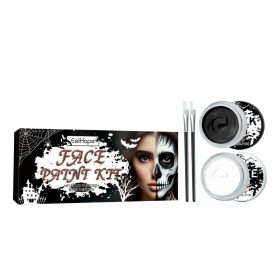 Black White Face Paint Kit, Halloween Skeleton Body Paint For Cosplay Costume Makeup, High Coverage Face Painting With Brushes (Option: 1box)