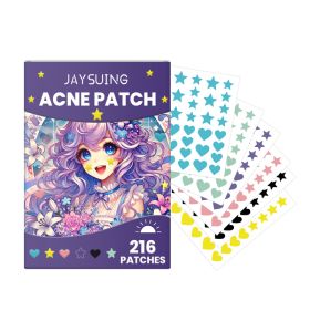 216 Pcs Cute Colorful Heart Star Acne Patches, Tea Tree Oil Day Night Pimple Patches For Face Blemish Treatment (Option: 1box)